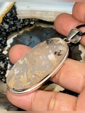 Smooth Tiger Dendritic Agate Pendant 2 1/2”